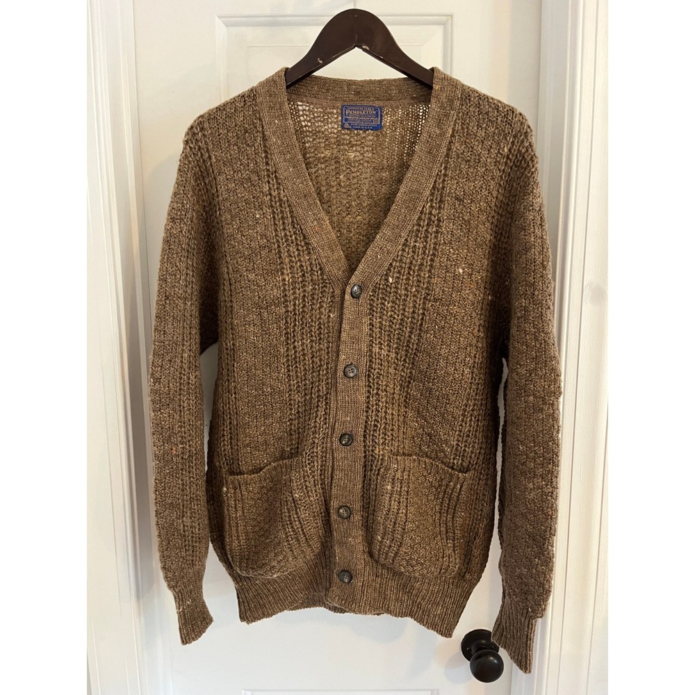 Vintage Pendleton Brown Virgin Wool Cardigan Sweater